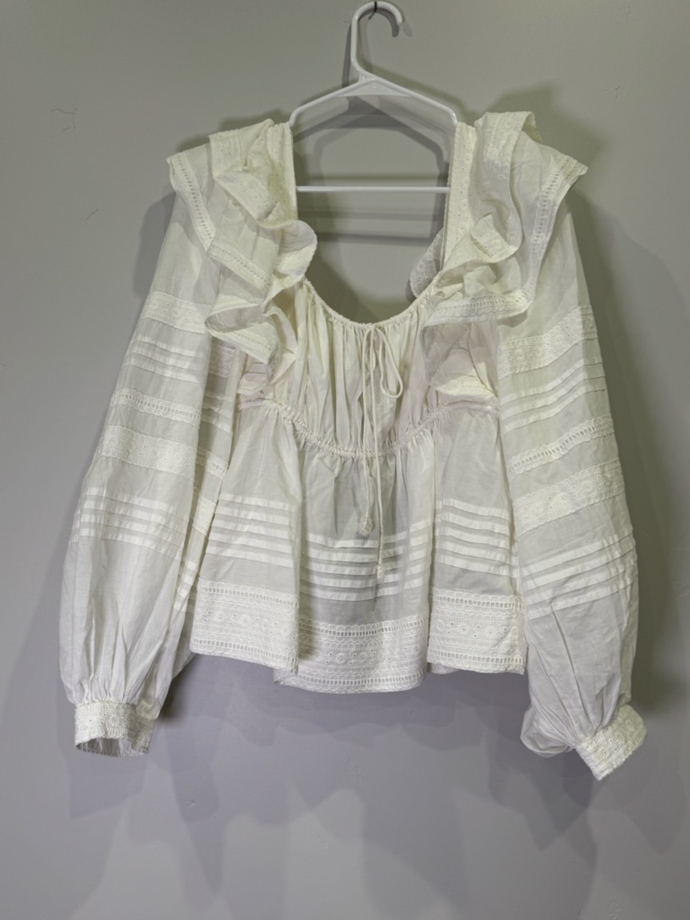 FARM Rio Creamy White Ruffled Square-Neck Peasant Blouse - Picture 3 of 6